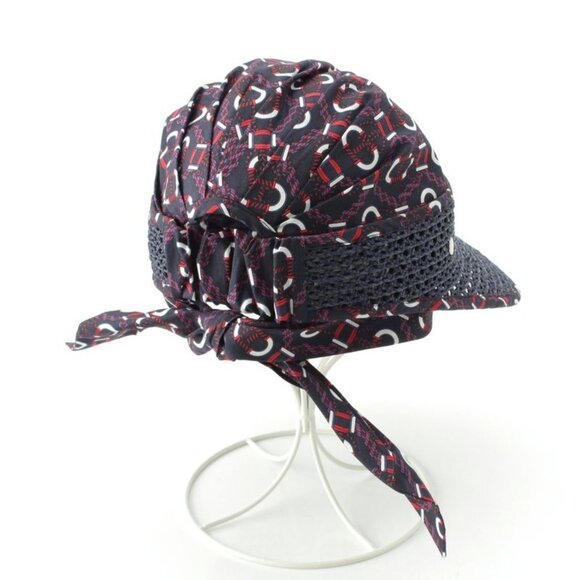 Hermes Raffia Cotton Gemini Hat Cap Navy main image 6